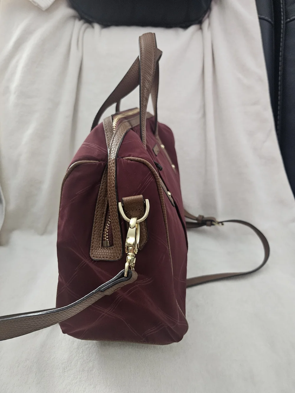 Vera Bradley Preppy Poly Marlo Satchel Crossbody Bag Tango Red Burgundy